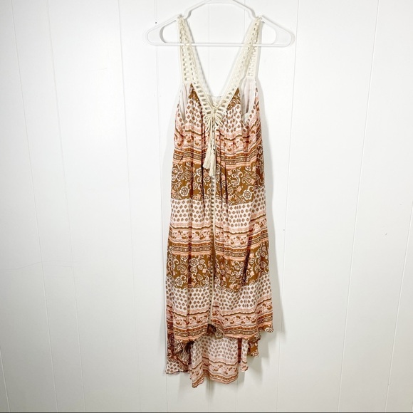hint of mint Dresses & Skirts - Hint of Mint Boho Brown and Cream Sleeveless Crochet Festival Midi Dress Medium